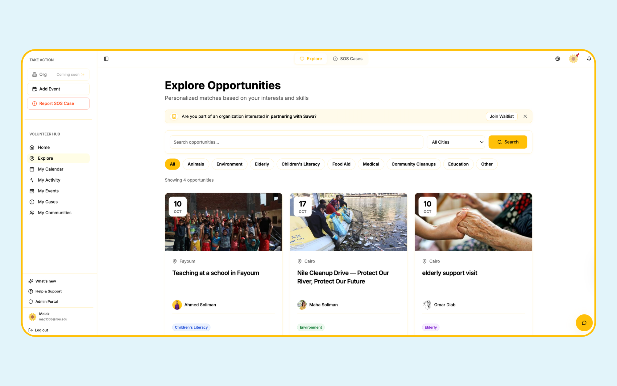 Explore opportunities feed