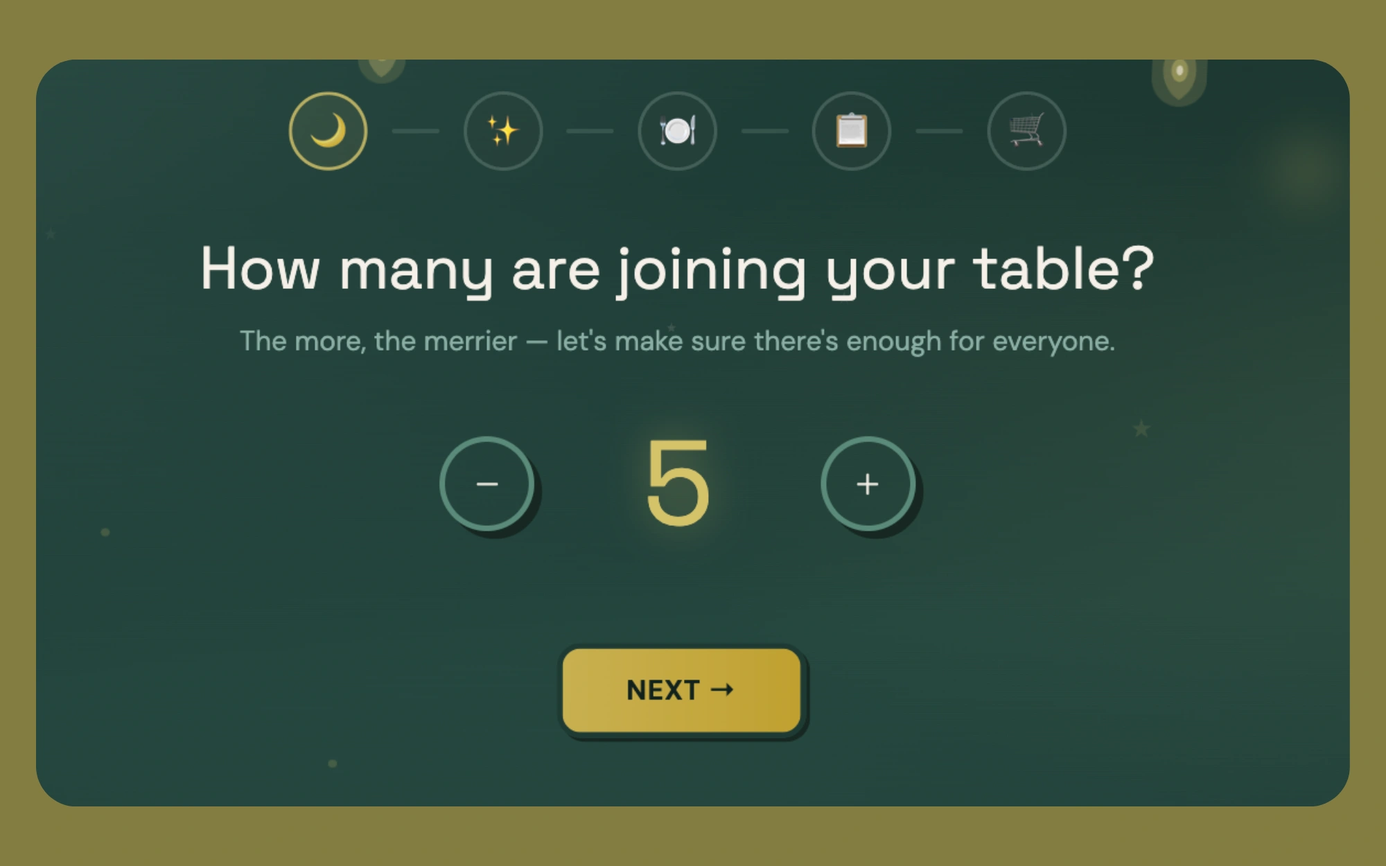 Headcount step with progress indicator