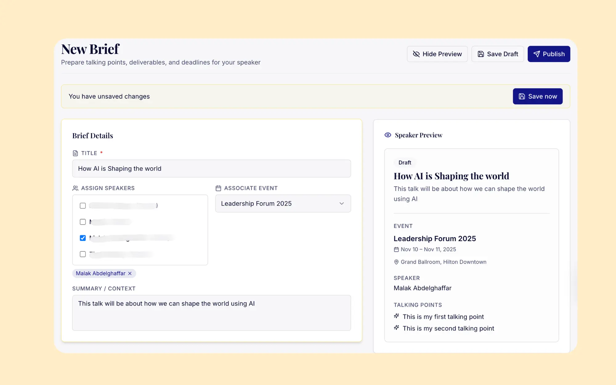 New brief editor with preview
